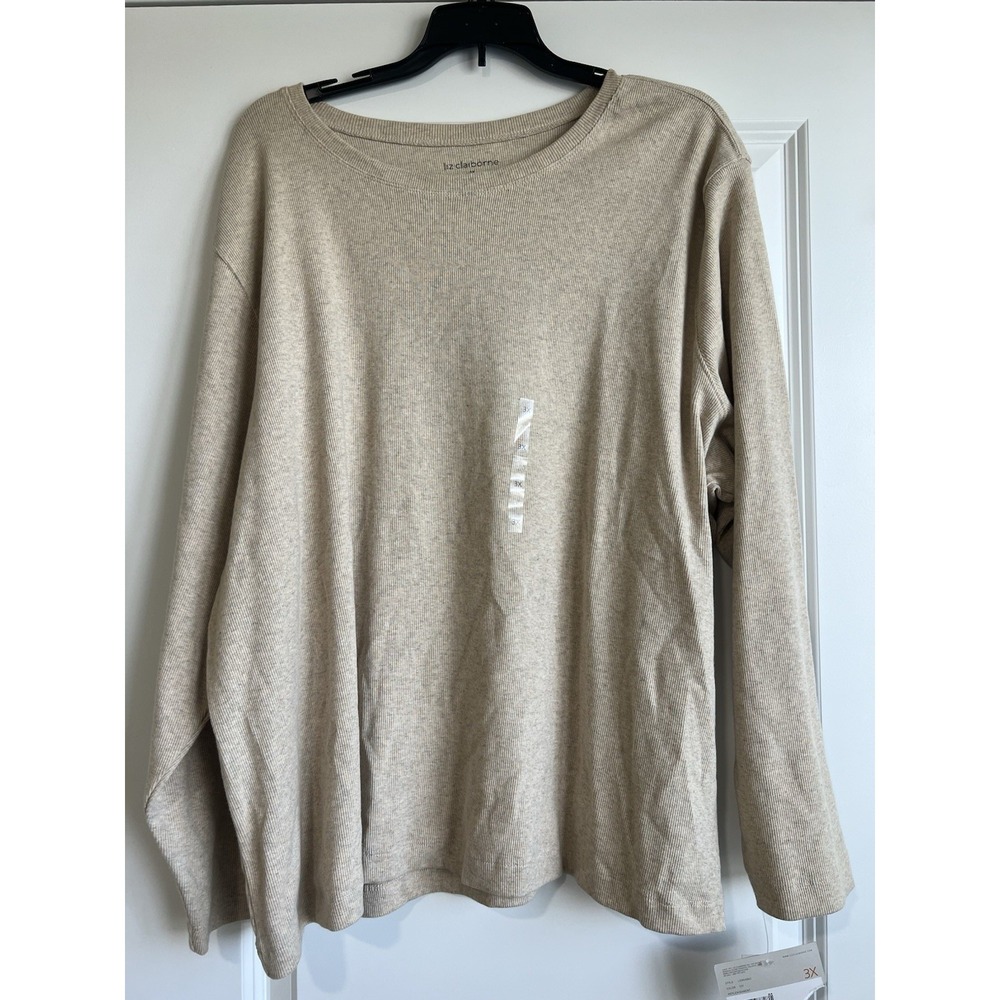 Liz Claiborne Women's Long Sleeve Tan Top Size 3X NWT